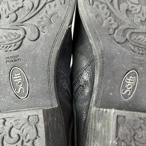 Sofft Sz 8 Alvie Black Leather Ankle Booties Large Buckle Western 90s Grunge - Picture 12 of 16